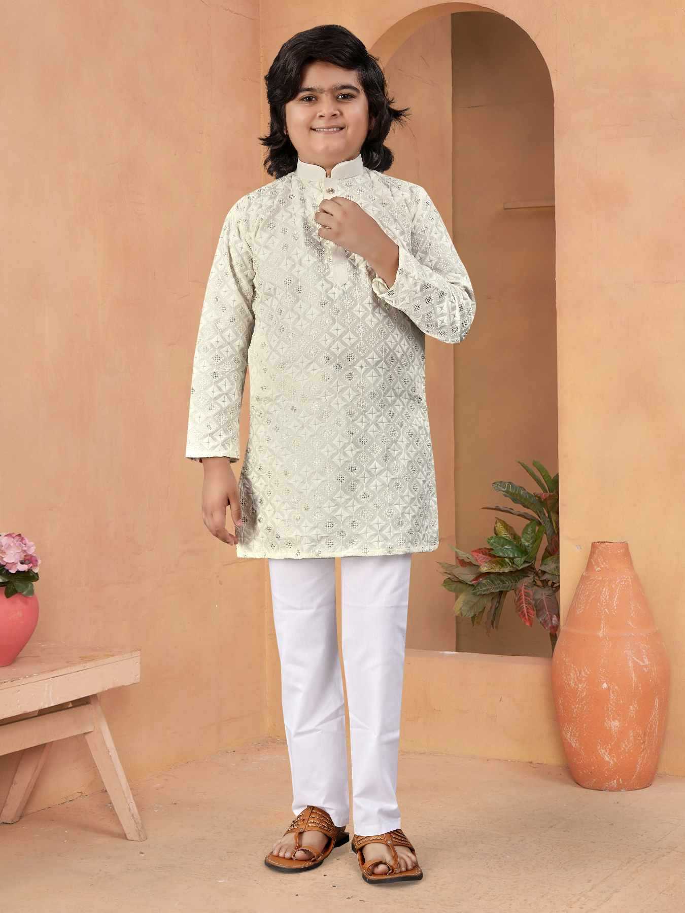 Ynf Soft Silk KESH747 MIRROR Kids Wear Wholesale Boys Kurta Pyjama Boys Ethnic Wear Kids Party Wear Ethnic Manufacturer- Kids Exports