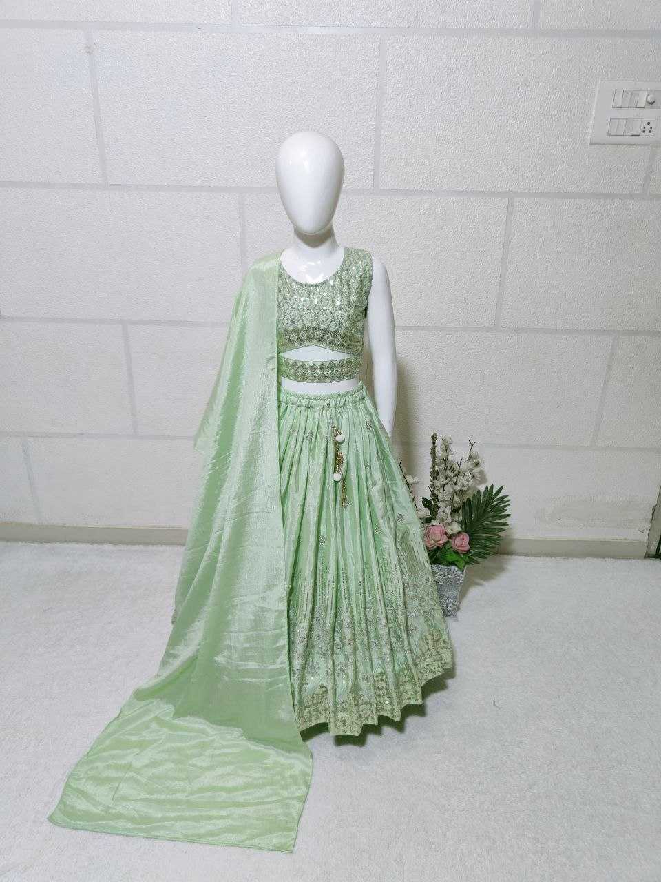 Ynf Chinon KESH167 Festive Kids Wear Wholesale Kids Lehenga Embroidered Frock Kids Festive Wear Manufacturer- Kids Exports
