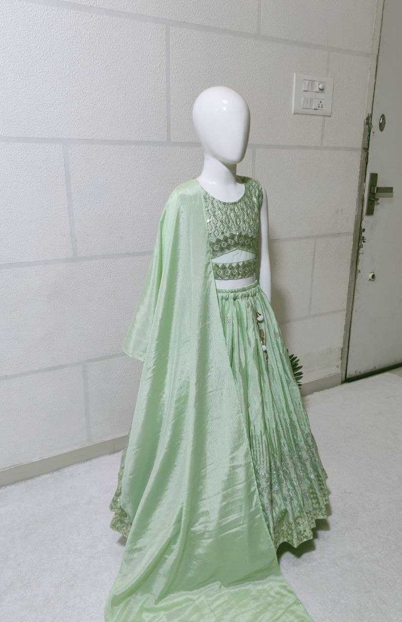 Ynf Chinon KESH167 Festive Kids Wear Wholesale Kids Lehenga Embroidered Frock Kids Festive Wear Manufacturer- Kids Exports