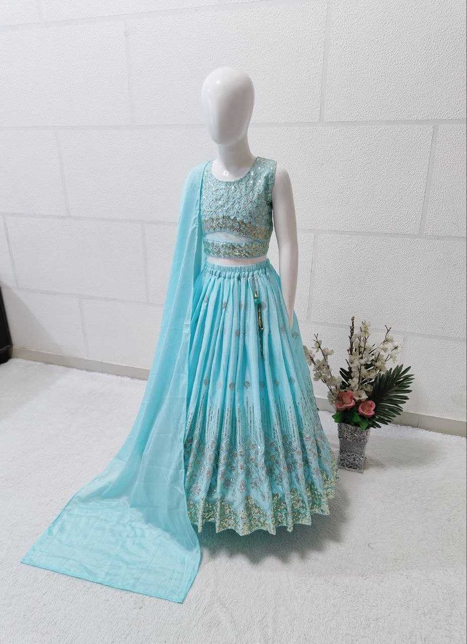 Ynf Chinon KESH167 Festive Kids Wear Wholesale Kids Lehenga Embroidered Frock Kids Festive Wear Manufacturer- Kids Exports