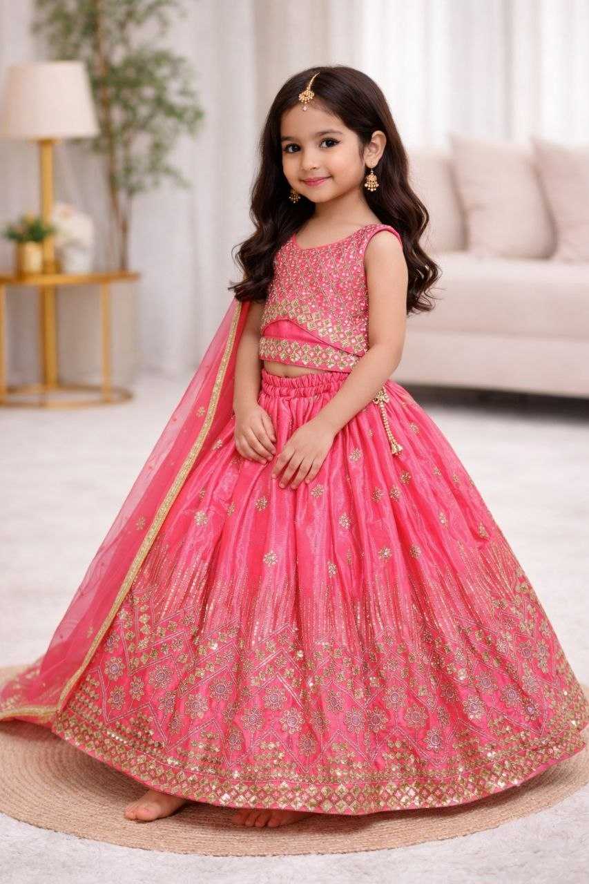 Ynf Chinon KESH167 Festive Kids Wear Wholesale Kids Lehenga Embroidered Frock Kids Festive Wear Manufacturer- Kids Exports