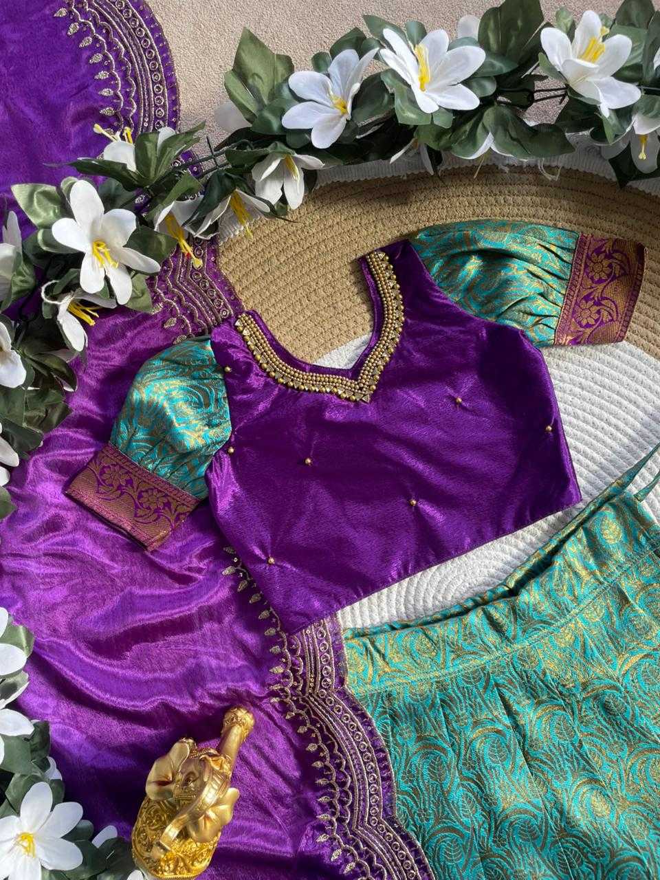 Ynf Chinon Silk KESH505 Meenakshi Kids Wear Wholesale Kids Lehenga Embroidered Frock Kids Traditional Outfits Manufacturer- Kids Exports