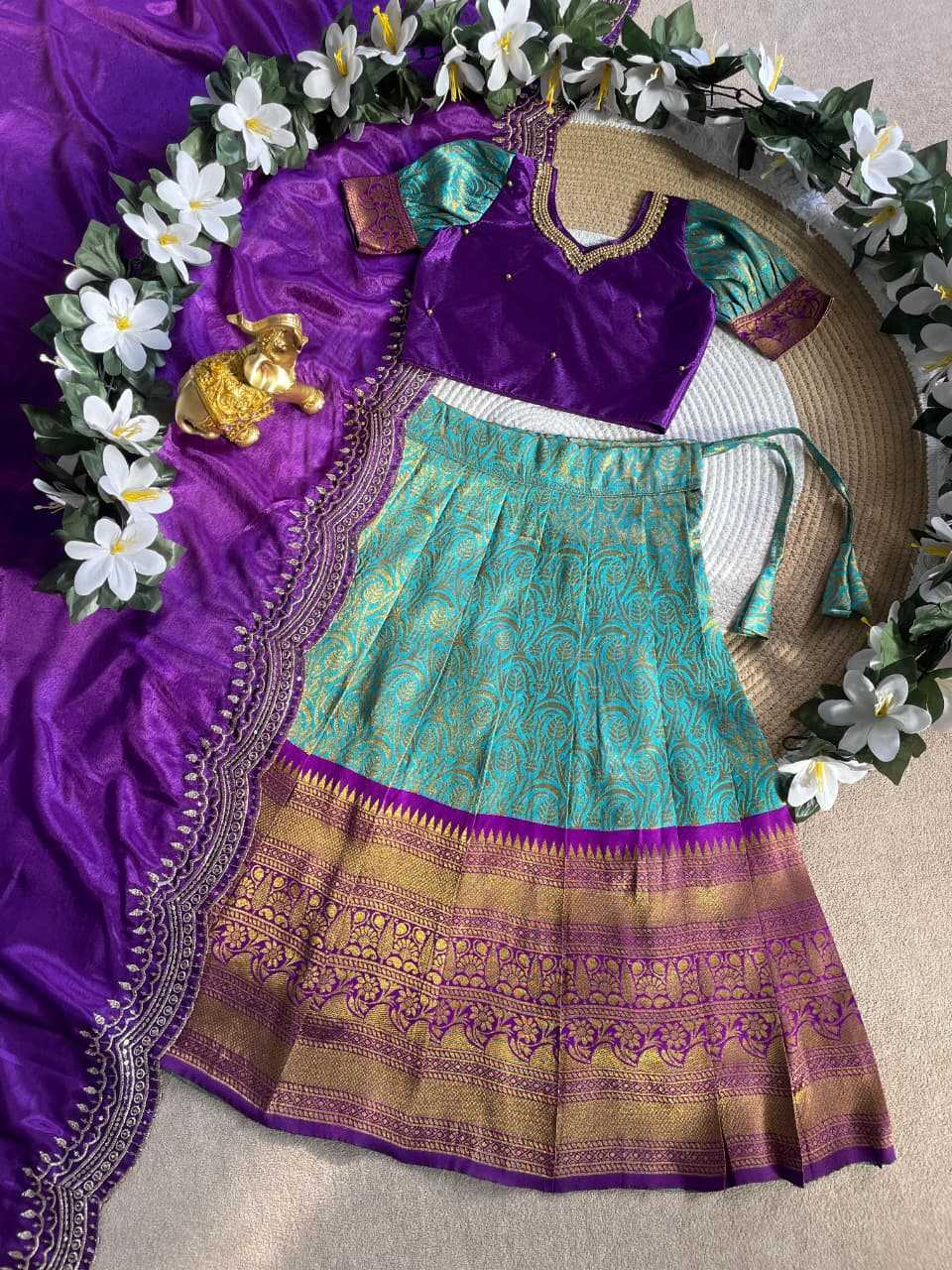 Ynf Chinon Silk KESH505 Meenakshi Kids Wear Wholesale Kids Lehenga Embroidered Frock Kids Traditional Outfits Manufacturer- Kids Exports