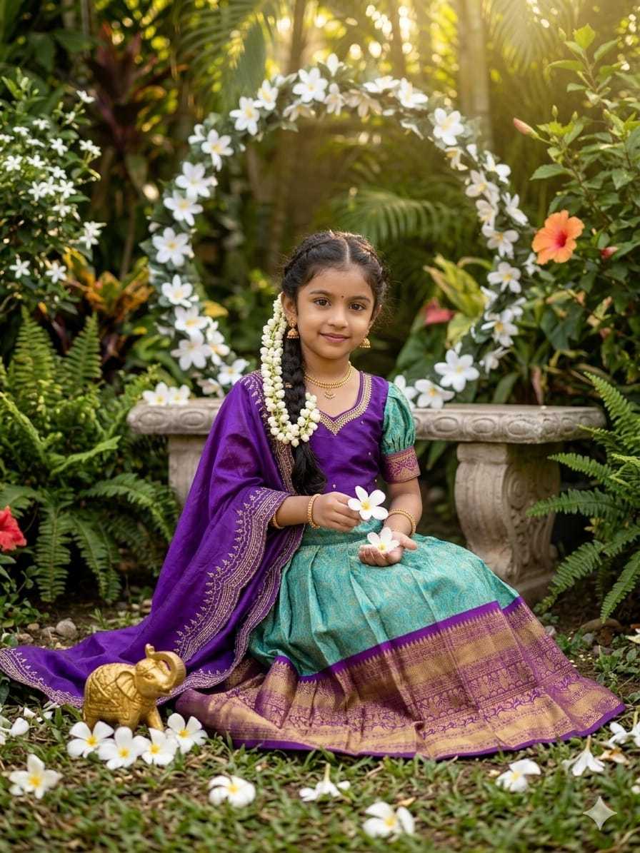 Ynf Chinon Silk KESH505 Meenakshi Kids Wear Wholesale Kids Lehenga Embroidered Frock Kids Traditional Outfits Manufacturer- Kids Exports