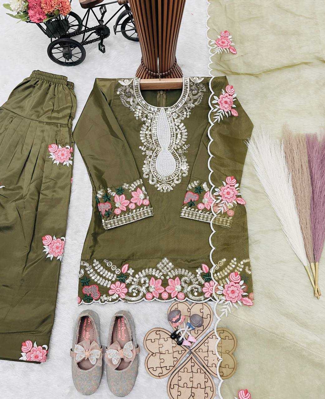 Ynf Crepe RIN234 245 Kids Wear Wholesale Kids Top & Pant Kids Festive Wear Kids Party Wear Ethnic Manufacturer- Kids Exports