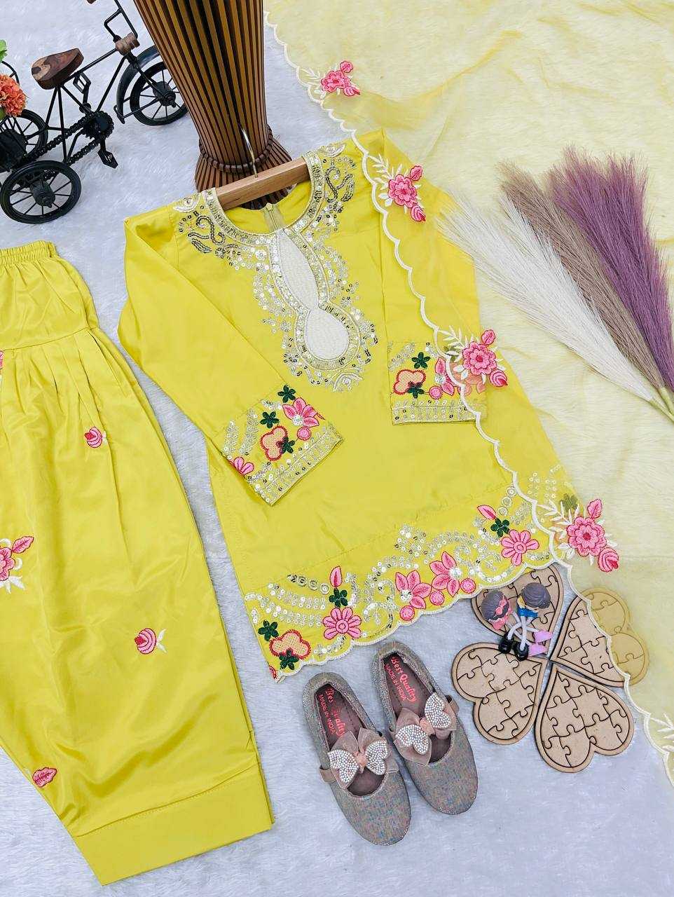 Ynf Crepe RIN234 245 Kids Wear Wholesale Kids Top & Pant Kids Festive Wear Kids Party Wear Ethnic Manufacturer- Kids Exports