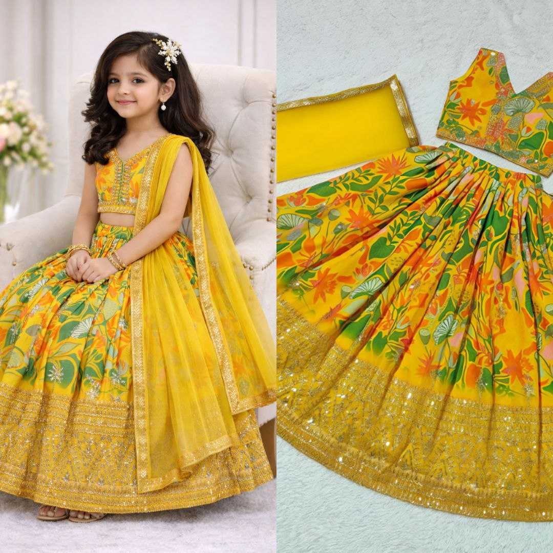 Ynf Faux Georgette KESH167 Sequins Kids Wear Wholesale Kids Lehenga Embroidered Frock Kids Traditional Outfits Manufacturer- Kids Exports