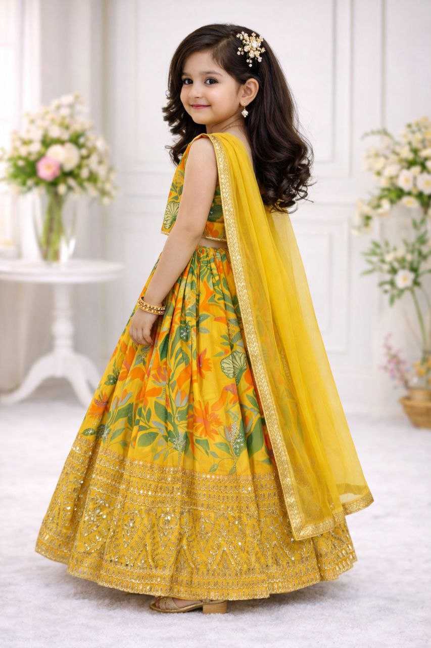 Ynf Faux Georgette KESH167 Sequins Kids Wear Wholesale Kids Lehenga Embroidered Frock Kids Traditional Outfits Manufacturer- Kids Exports