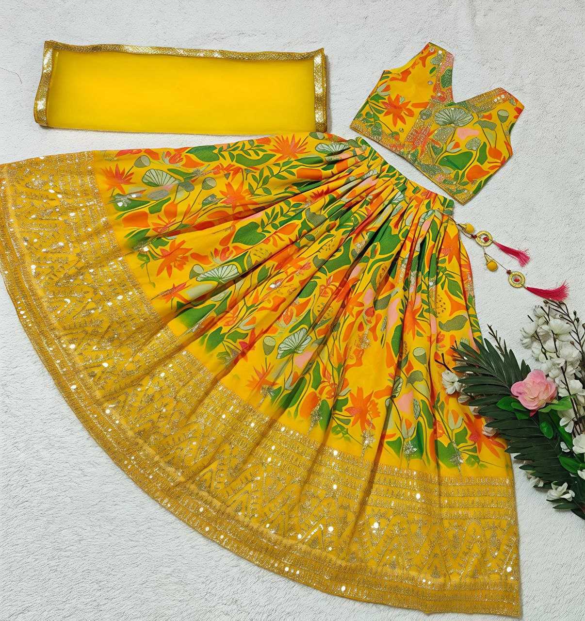 Ynf Faux Georgette KESH167 Sequins Kids Wear Wholesale Kids Lehenga Embroidered Frock Kids Traditional Outfits Manufacturer- Kids Exports