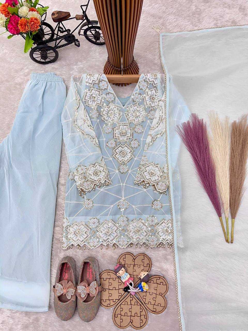 Ynf Faux Georgette RIN234 247 Kids Wear Wholesale Kids Top & Pant Kids Traditional Outfits Kids Party Wear Ethnic Manufacturer- Kids Exports