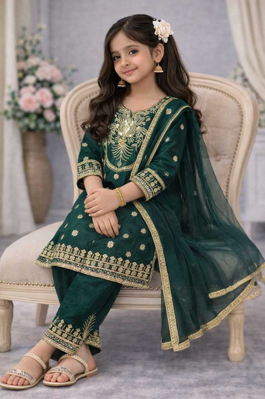 Ynf FENDY KESH167 Party Kids Wear Wholesale Kids Top & Pant Embroidered Frock Kids Party Wear Ethnic Manufacturer- Kids Exports