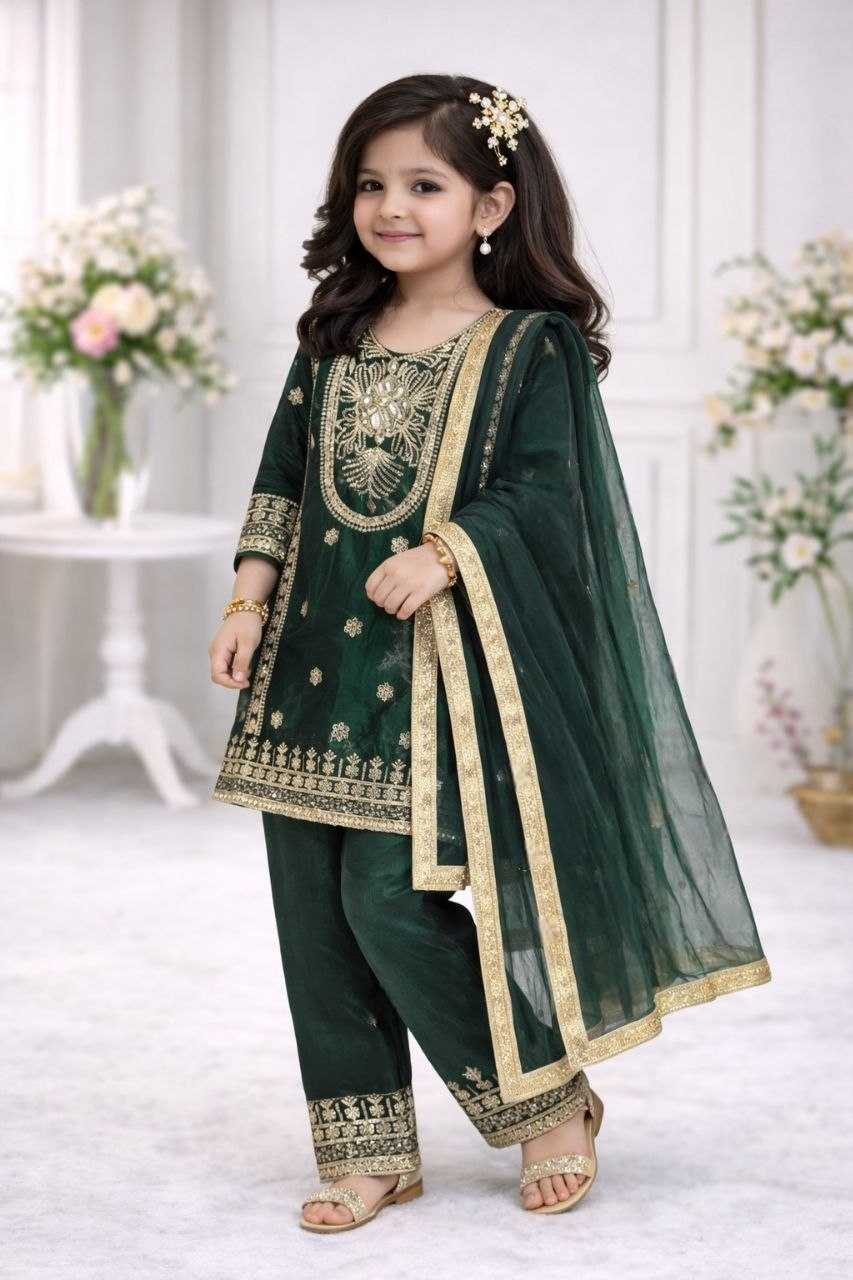 Ynf FENDY KESH167 Party Kids Wear Wholesale Kids Top & Pant Embroidered Frock Kids Party Wear Ethnic Manufacturer- Kids Exports