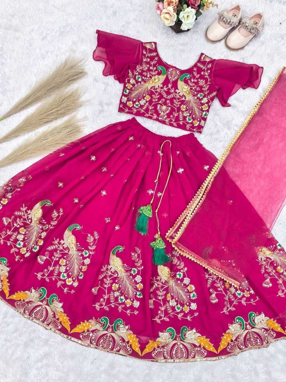 Ynf Georgette KESH461 245 Kids Wear Wholesale Kids Lehenga Embroidered Frock Kids Traditional Outfits Manufacturer- Kids Exports
