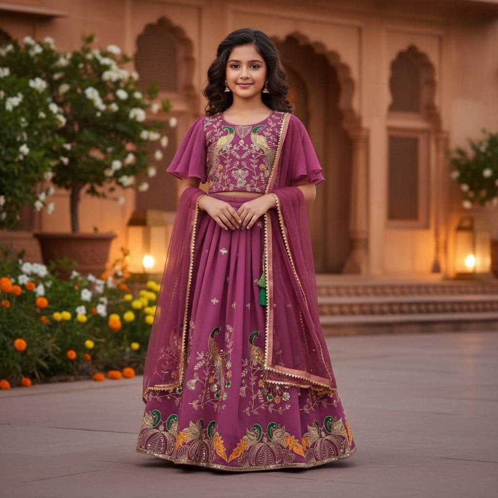 Ynf Georgette KESH461 245 Kids Wear Wholesale Kids Lehenga Embroidered Frock Kids Traditional Outfits Manufacturer- Kids Exports