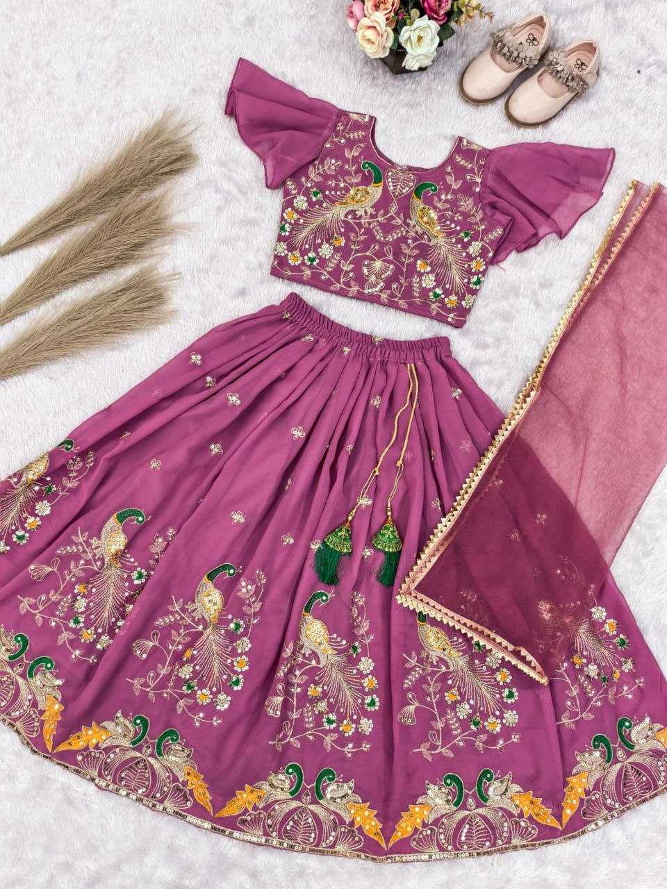 Ynf Georgette KESH461 245 Kids Wear Wholesale Kids Lehenga Embroidered Frock Kids Traditional Outfits Manufacturer- Kids Exports