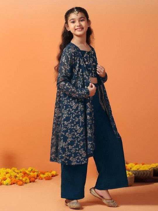 Ynf Georgette KESH461 246 Kids Wear Wholesale Kids Top & Pant Kids Traditional Outfits Kids Party Wear Ethnic Manufacturer- Kids Exports