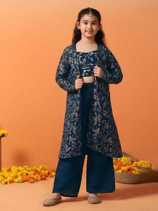 Ynf Georgette KESH461 246 Kids Wear Wholesale Kids Top & Pant Kids Traditional Outfits Kids Party Wear Ethnic Manufacturer- Kids Exports