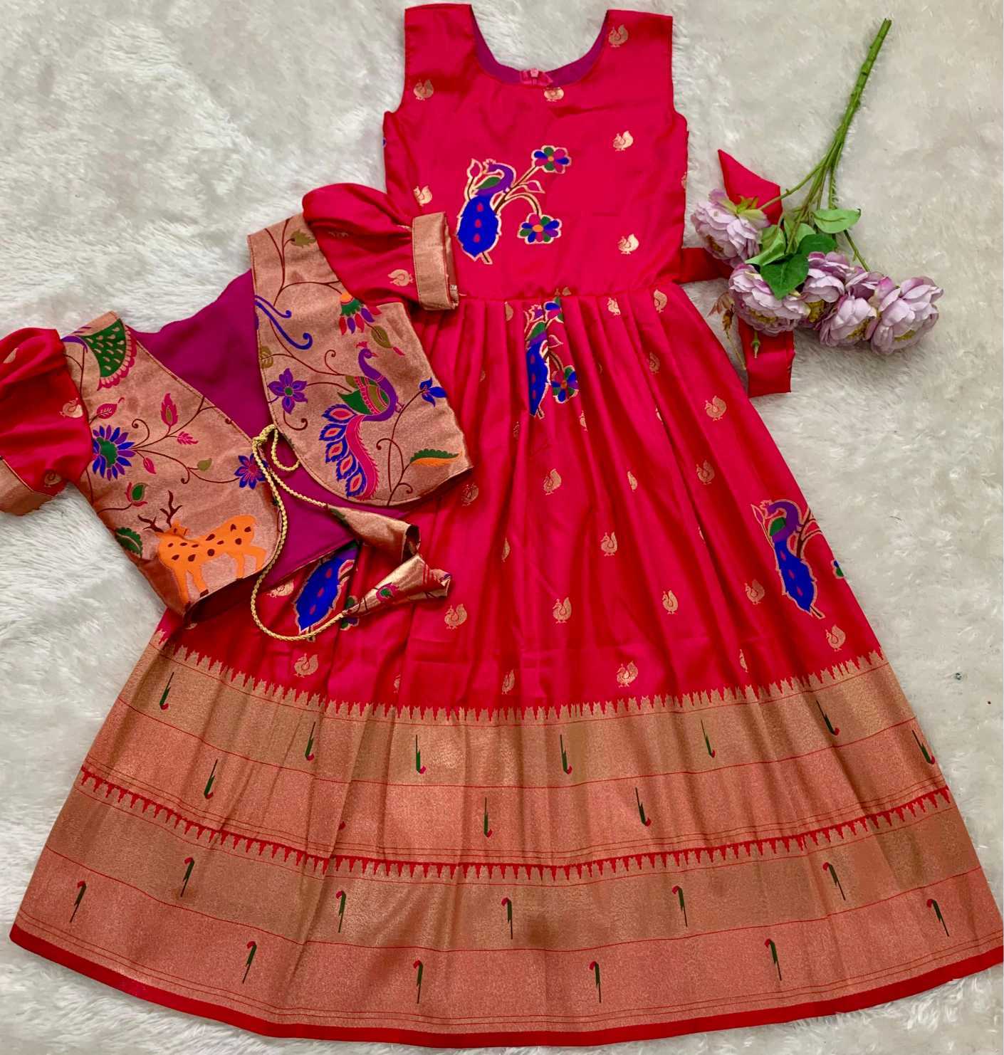 Ynf Paithani Silk KESH685 Bhavishaara Kids Wear Wholesale Kids Gown Kids Ethnic Gowns Manufacturer- Kids Exports