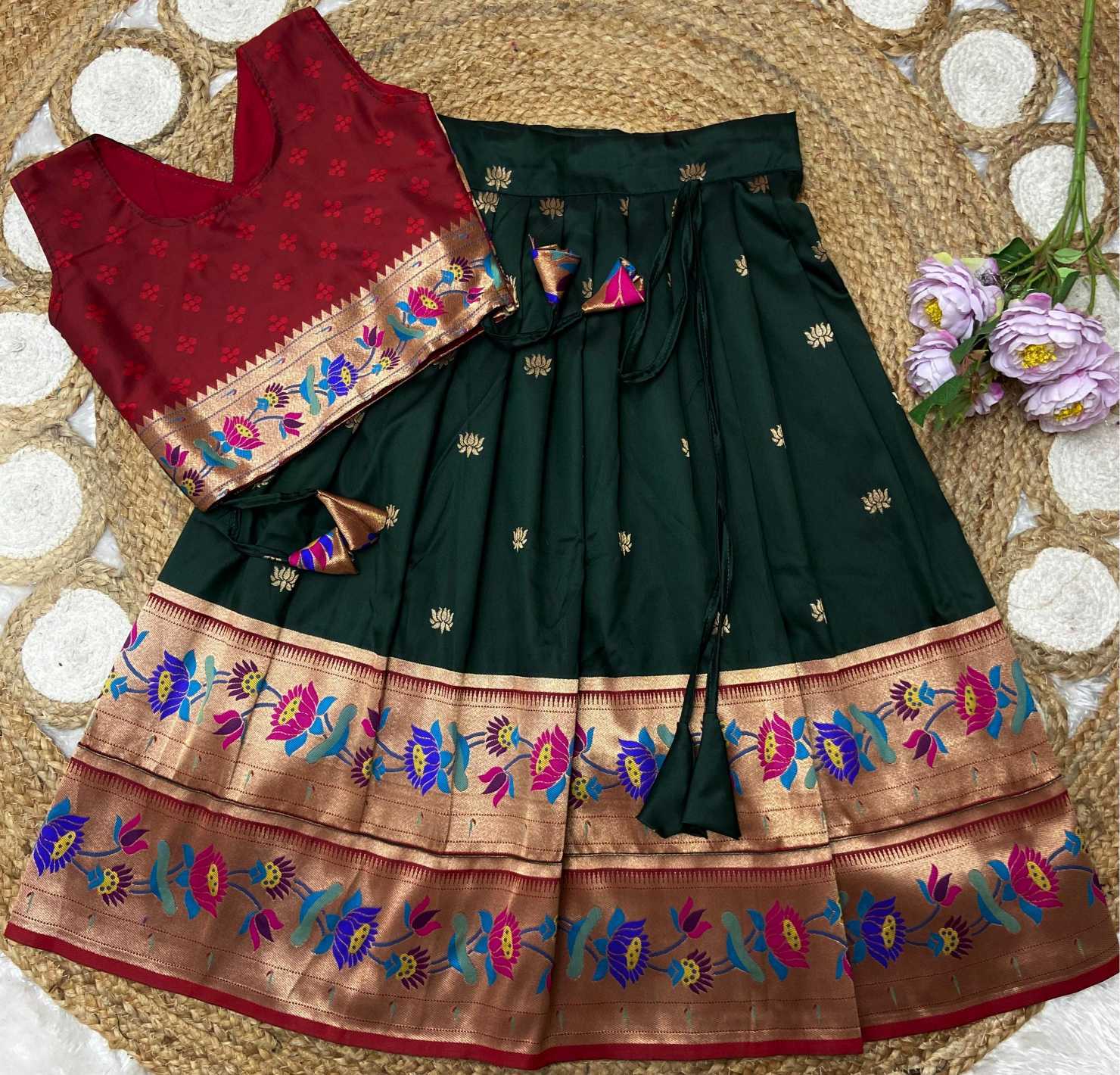 Ynf Paithani Silk KESH685 LOTUS Kids Wear Wholesale Kids Lehenga Kids Lehenga Choli Baby Girl Lehenga Manufacturer- Kids Exports