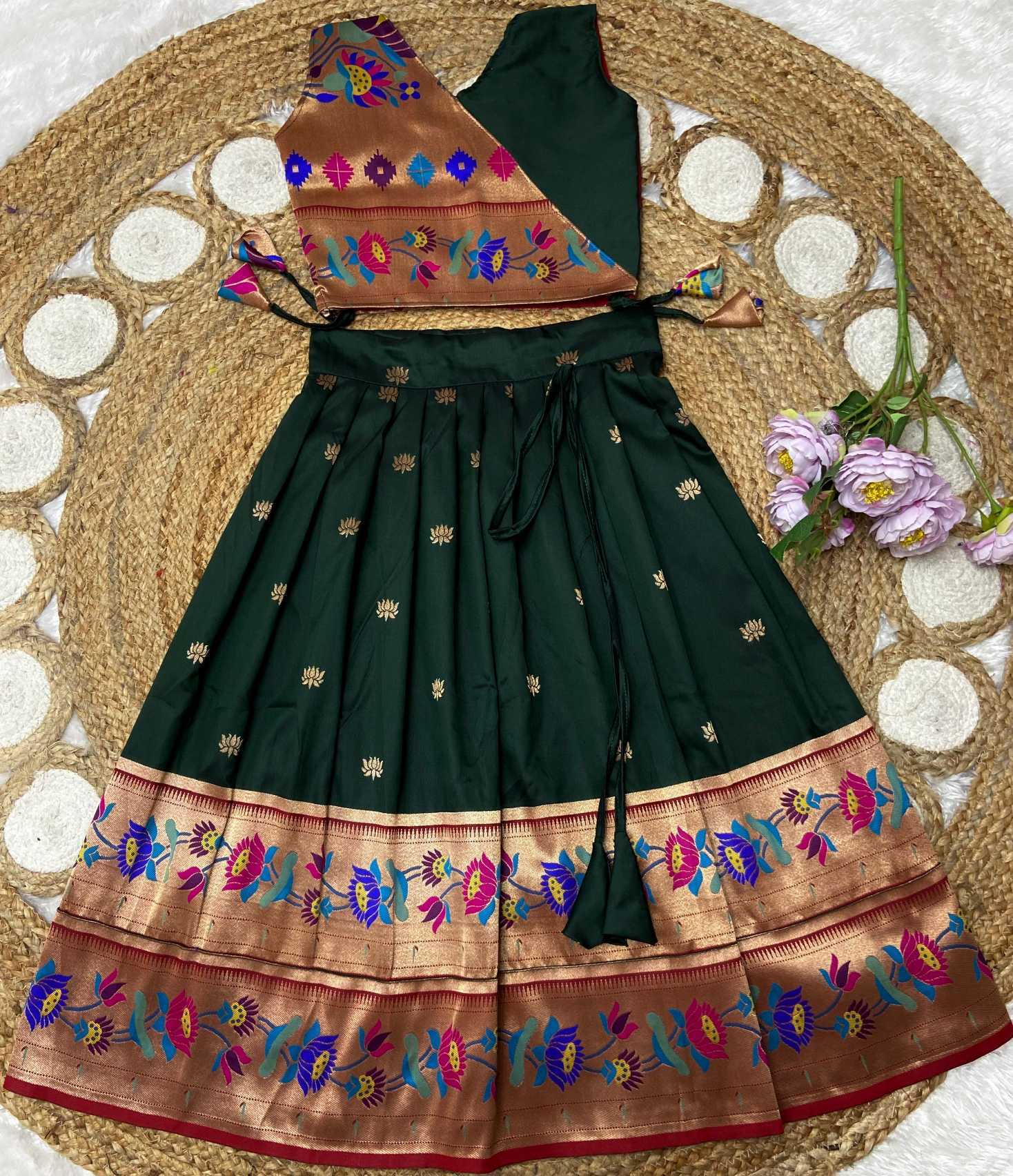 Ynf Paithani Silk KESH685 LOTUS Kids Wear Wholesale Kids Lehenga Kids Lehenga Choli Baby Girl Lehenga Manufacturer- Kids Exports