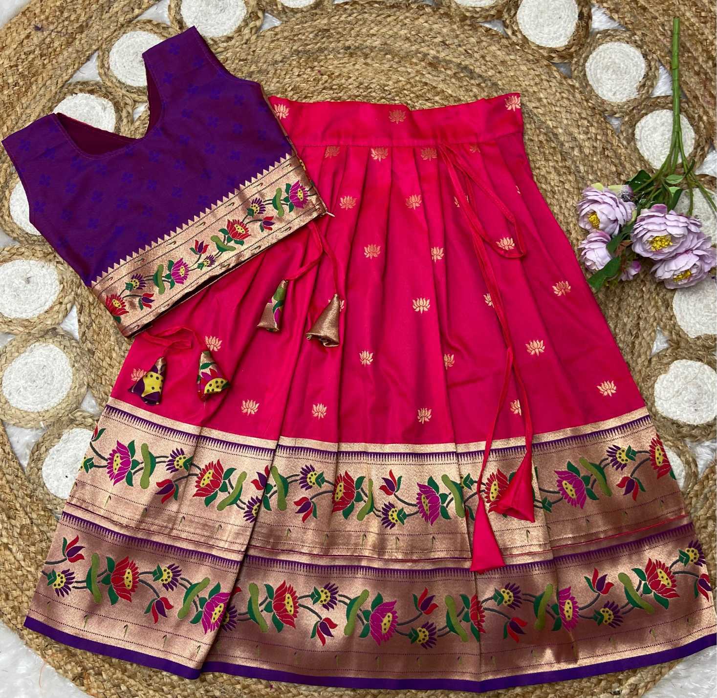 Ynf Paithani Silk KESH685 LOTUS Kids Wear Wholesale Kids Lehenga Kids Lehenga Choli Baby Girl Lehenga Manufacturer- Kids Exports