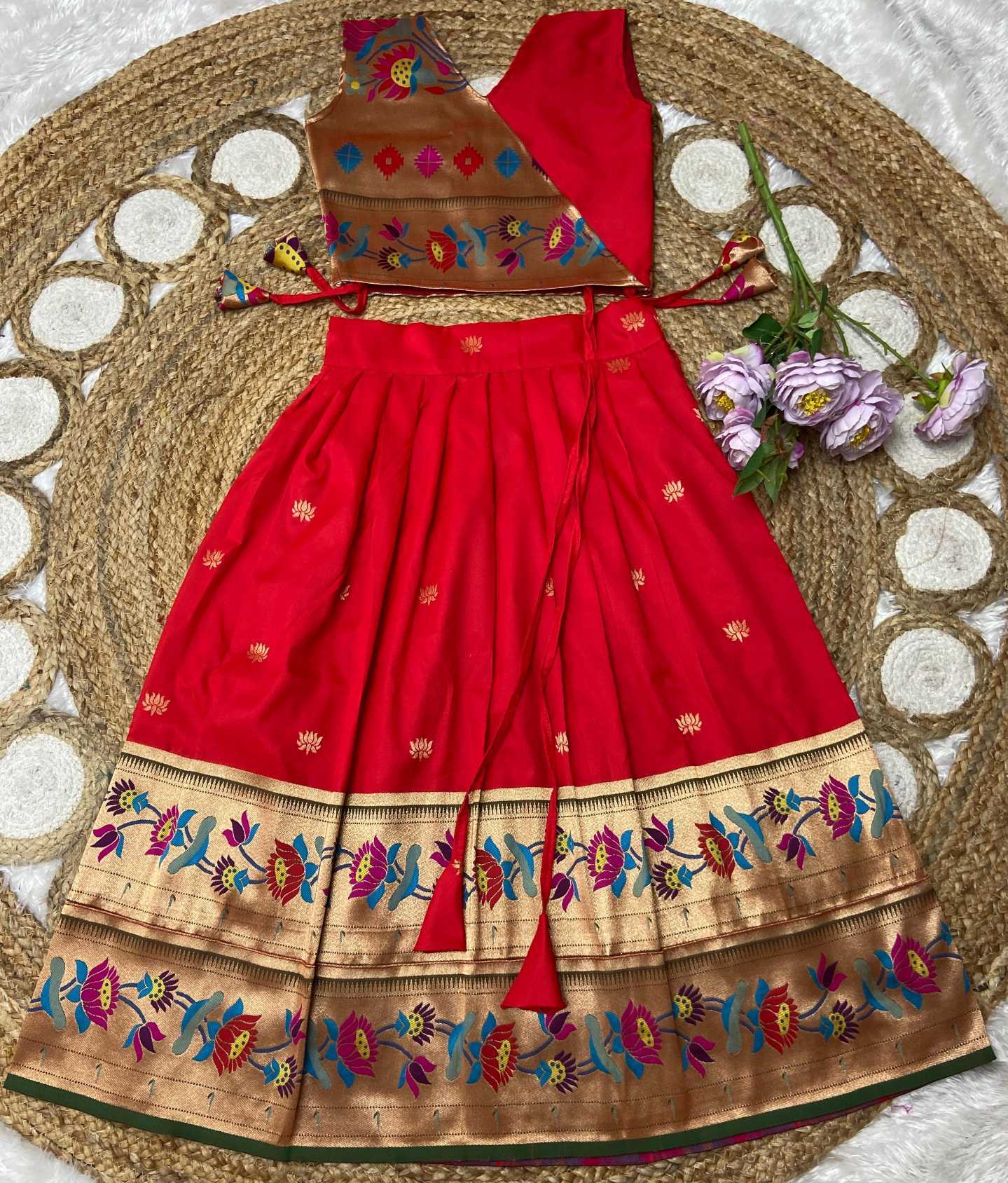 Ynf Paithani Silk KESH685 LOTUS Kids Wear Wholesale Kids Lehenga Kids Lehenga Choli Baby Girl Lehenga Manufacturer- Kids Exports