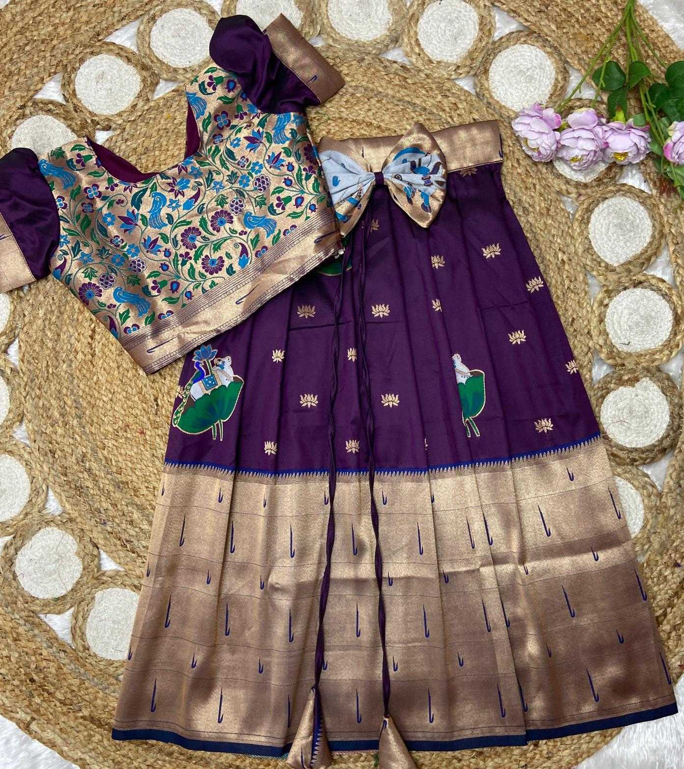 Ynf Paithani Silk KESH685 muniya Kids Wear Wholesale Kids Lehenga Kids Designer Frock Kids Traditional Outfits Manufacturer- Kids Exports