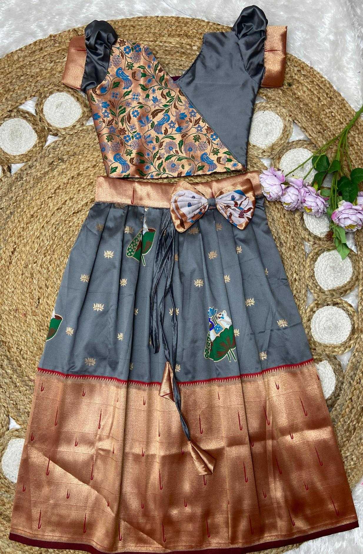 Ynf Paithani Silk KESH685 muniya Kids Wear Wholesale Kids Lehenga Kids Designer Frock Kids Traditional Outfits Manufacturer- Kids Exports