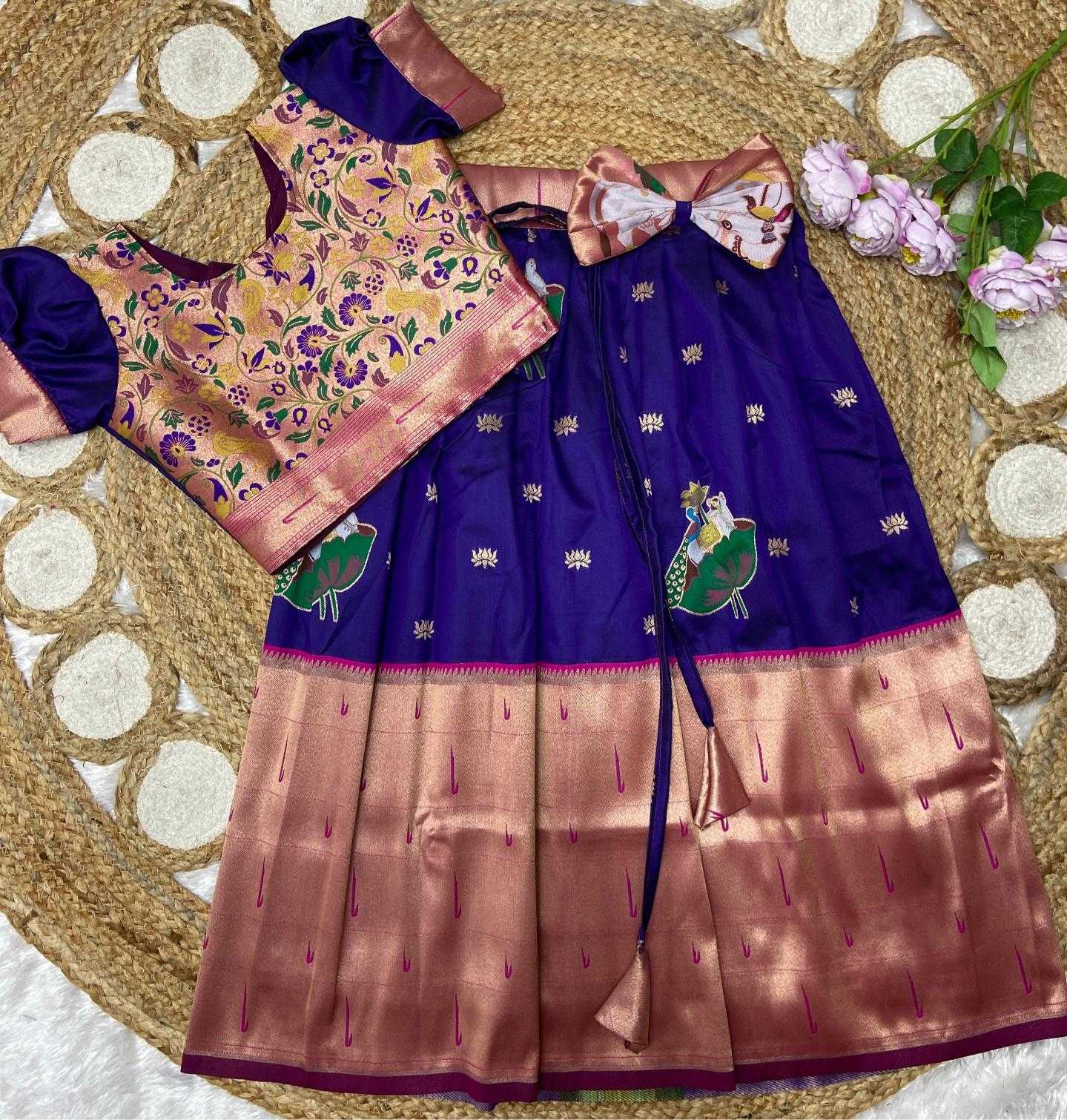 Ynf Paithani Silk KESH685 muniya Kids Wear Wholesale Kids Lehenga Kids Designer Frock Kids Traditional Outfits Manufacturer- Kids Exports