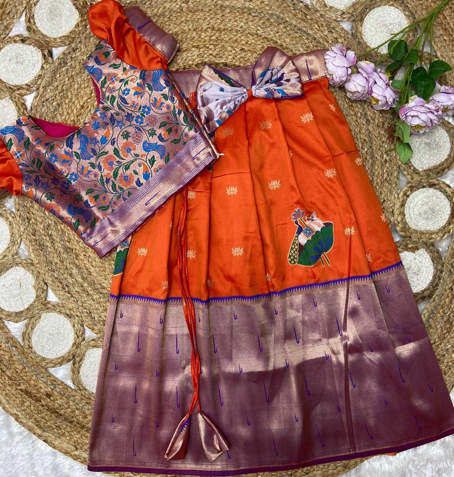 Ynf Paithani Silk KESH685 muniya Kids Wear Wholesale Kids Lehenga Kids Designer Frock Kids Traditional Outfits Manufacturer- Kids Exports