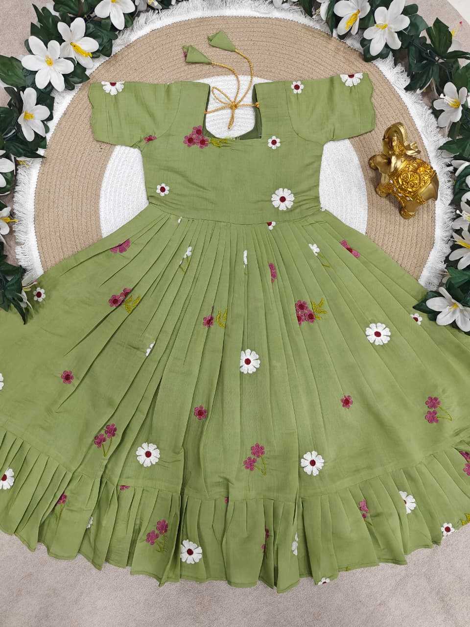 Ynf Pure Cotton KESH505 Summer Kids Wear Wholesale Kids Gown Kids Designer Frock Kids Party Wear Ethnic Manufacturer- Kids Exports