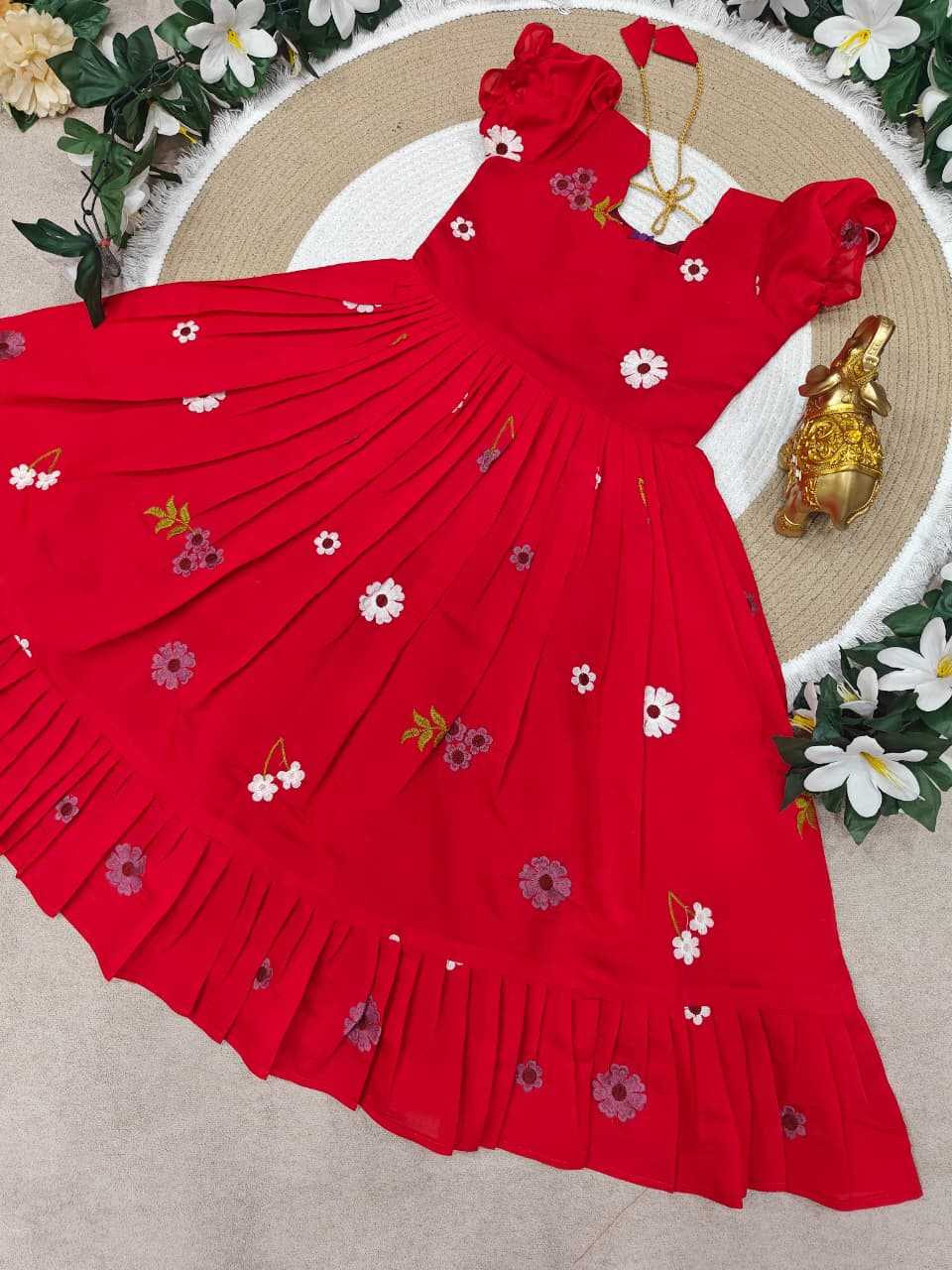Ynf Pure Cotton KESH505 Summer Kids Wear Wholesale Kids Gown Kids Designer Frock Kids Party Wear Ethnic Manufacturer- Kids Exports