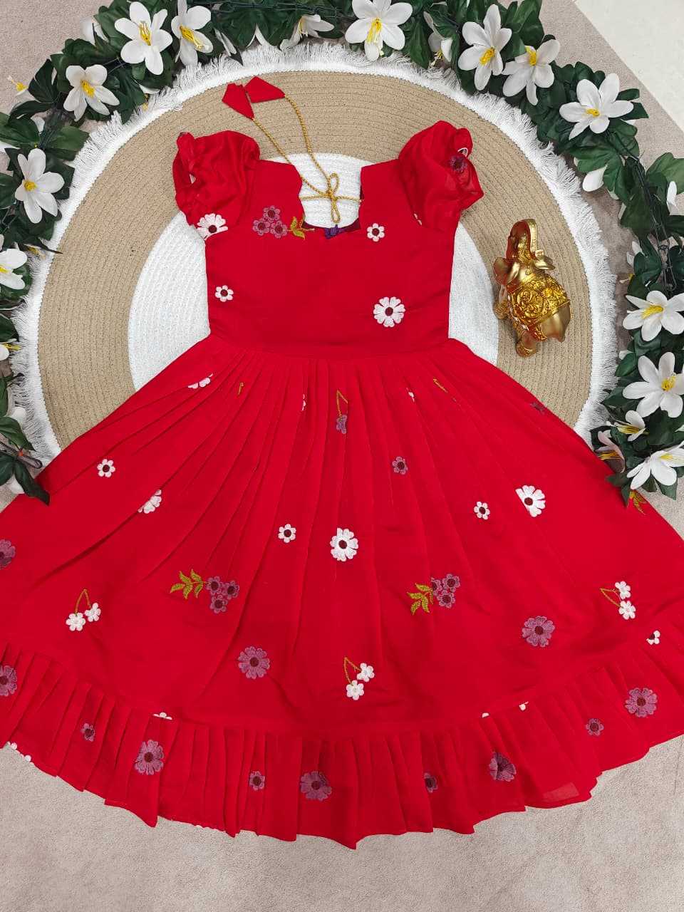 Ynf Pure Cotton KESH505 Summer Kids Wear Wholesale Kids Gown Kids Designer Frock Kids Party Wear Ethnic Manufacturer- Kids Exports