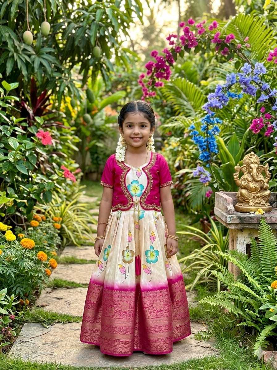 Ynf Pure Silk KESH505 Chandrika Kids Wear Wholesale Kids Gown Kids Co-ord Set Kids Traditional Outfits Manufacturer- Kids Exports