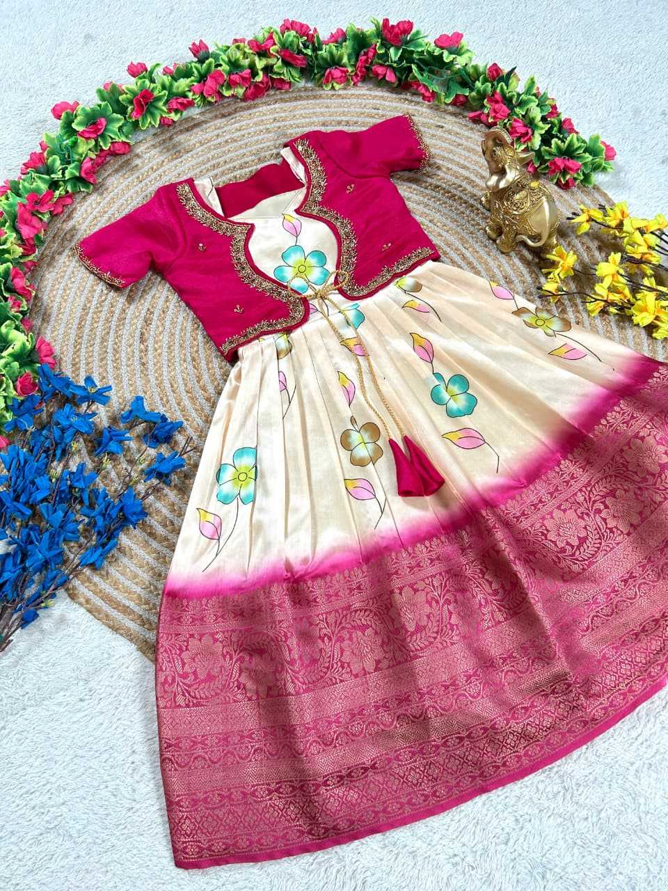 Ynf Pure Silk KESH505 Chandrika Kids Wear Wholesale Kids Gown Kids Co-ord Set Kids Traditional Outfits Manufacturer- Kids Exports