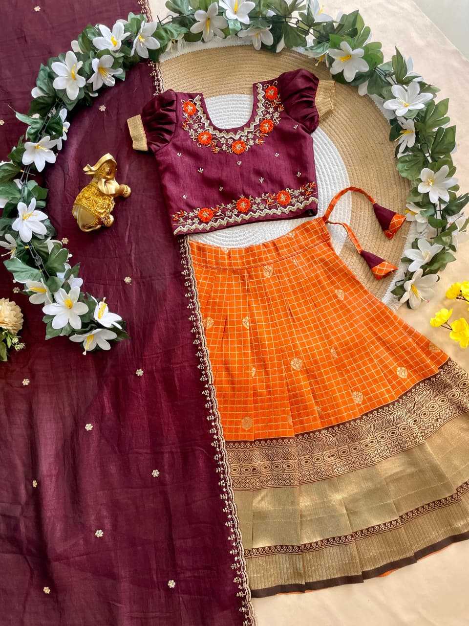 Ynf Pure Silk KESH505 Tullsi Kids Wear Wholesale Kids Lehenga Kids Traditional Outfits Kids Party Wear Ethnic Manufacturer- Kids Exports