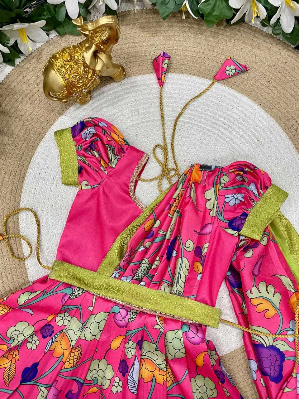 Ynf Pure Silk KESH505 Ugadi Kids Wear Wholesale Kids Gown Kids Designer Frock Kids Party Wear Ethnic Manufacturer- Kids Exports