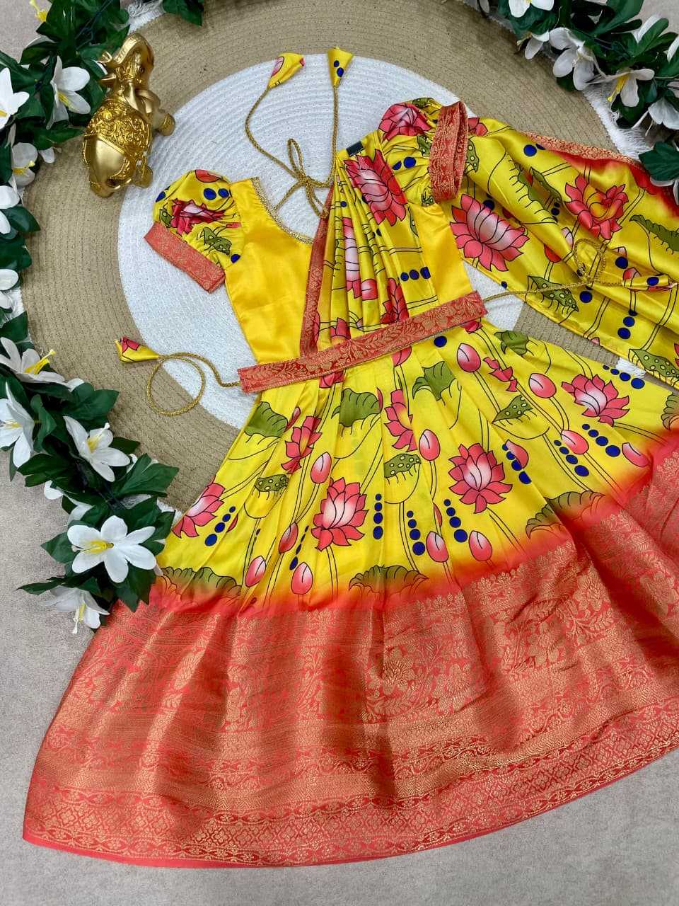 Ynf Pure Silk KESH505 Ugadi Kids Wear Wholesale Kids Gown Kids Designer Frock Kids Party Wear Ethnic Manufacturer- Kids Exports