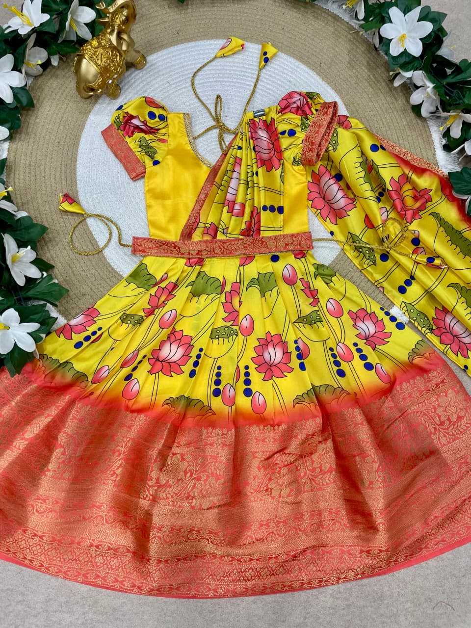 Ynf Pure Silk KESH505 Ugadi Kids Wear Wholesale Kids Gown Kids Designer Frock Kids Party Wear Ethnic Manufacturer- Kids Exports