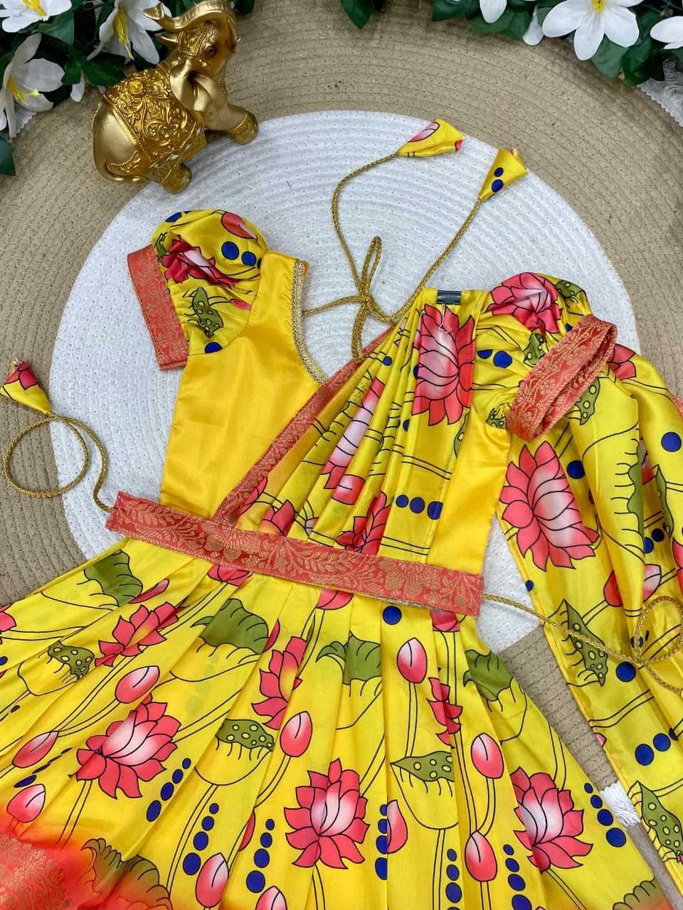 Ynf Pure Silk KESH505 Ugadi Kids Wear Wholesale Kids Gown Kids Designer Frock Kids Party Wear Ethnic Manufacturer- Kids Exports