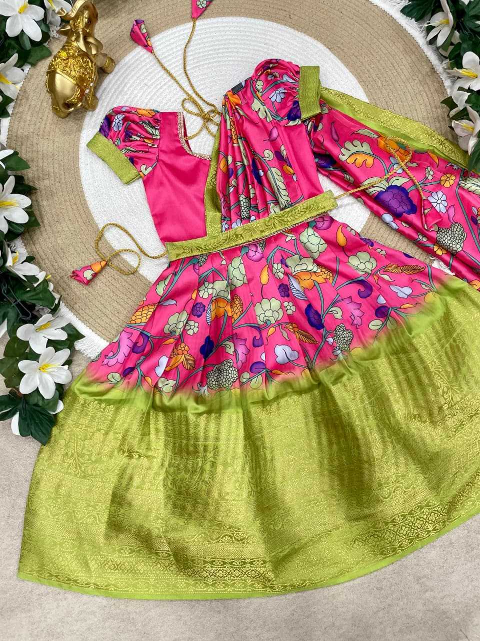 Ynf Pure Silk KESH505 Ugadi Kids Wear Wholesale Kids Gown Kids Designer Frock Kids Party Wear Ethnic Manufacturer- Kids Exports