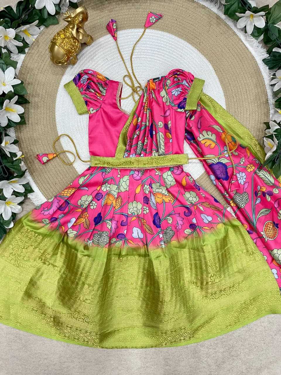 Ynf Pure Silk KESH505 Ugadi Kids Wear Wholesale Kids Gown Kids Designer Frock Kids Party Wear Ethnic Manufacturer- Kids Exports