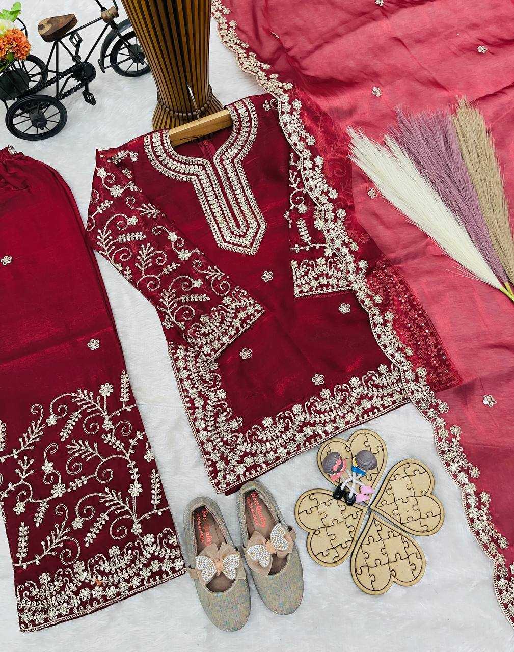 Ynf Pure Silk RIN234 244 Kids Wear Wholesale Kids Sharara Kids Traditional Outfits Kids Party Wear Ethnic Manufacturer- Kids Exports