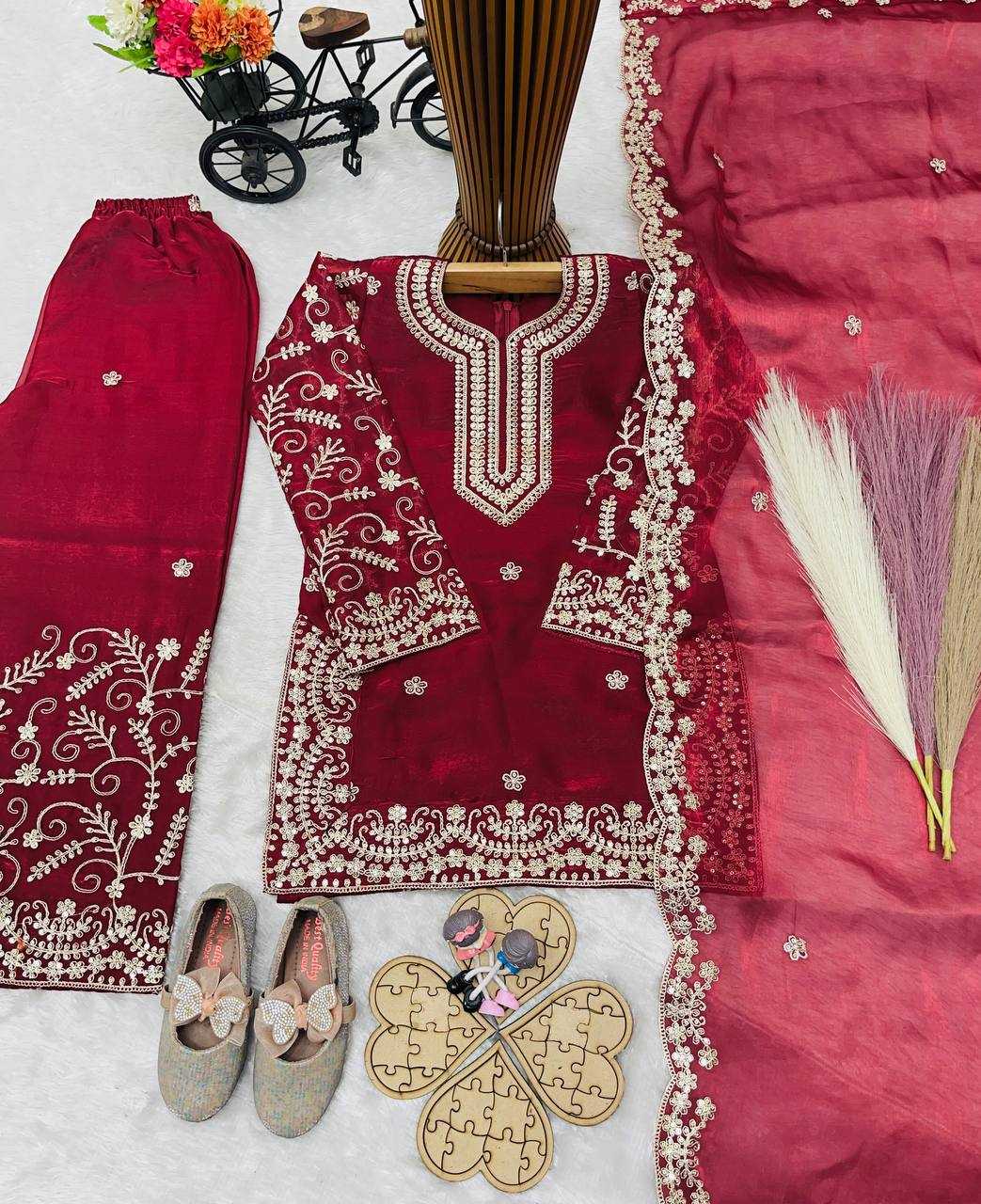 Ynf Pure Silk RIN234 244 Kids Wear Wholesale Kids Sharara Kids Traditional Outfits Kids Party Wear Ethnic Manufacturer- Kids Exports