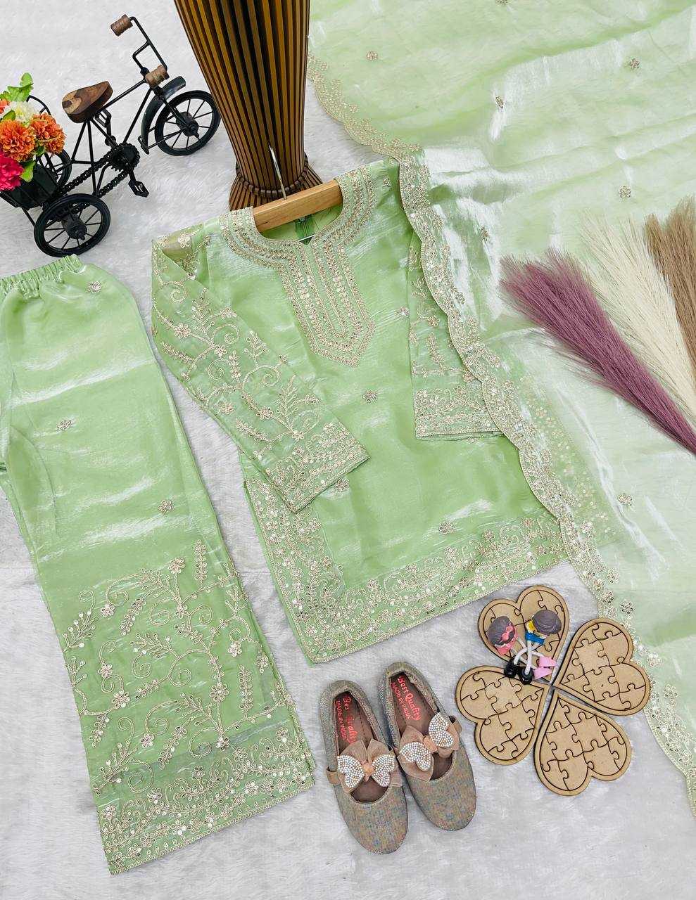 Ynf Pure Silk RIN234 244 Kids Wear Wholesale Kids Sharara Kids Traditional Outfits Kids Party Wear Ethnic Manufacturer- Kids Exports