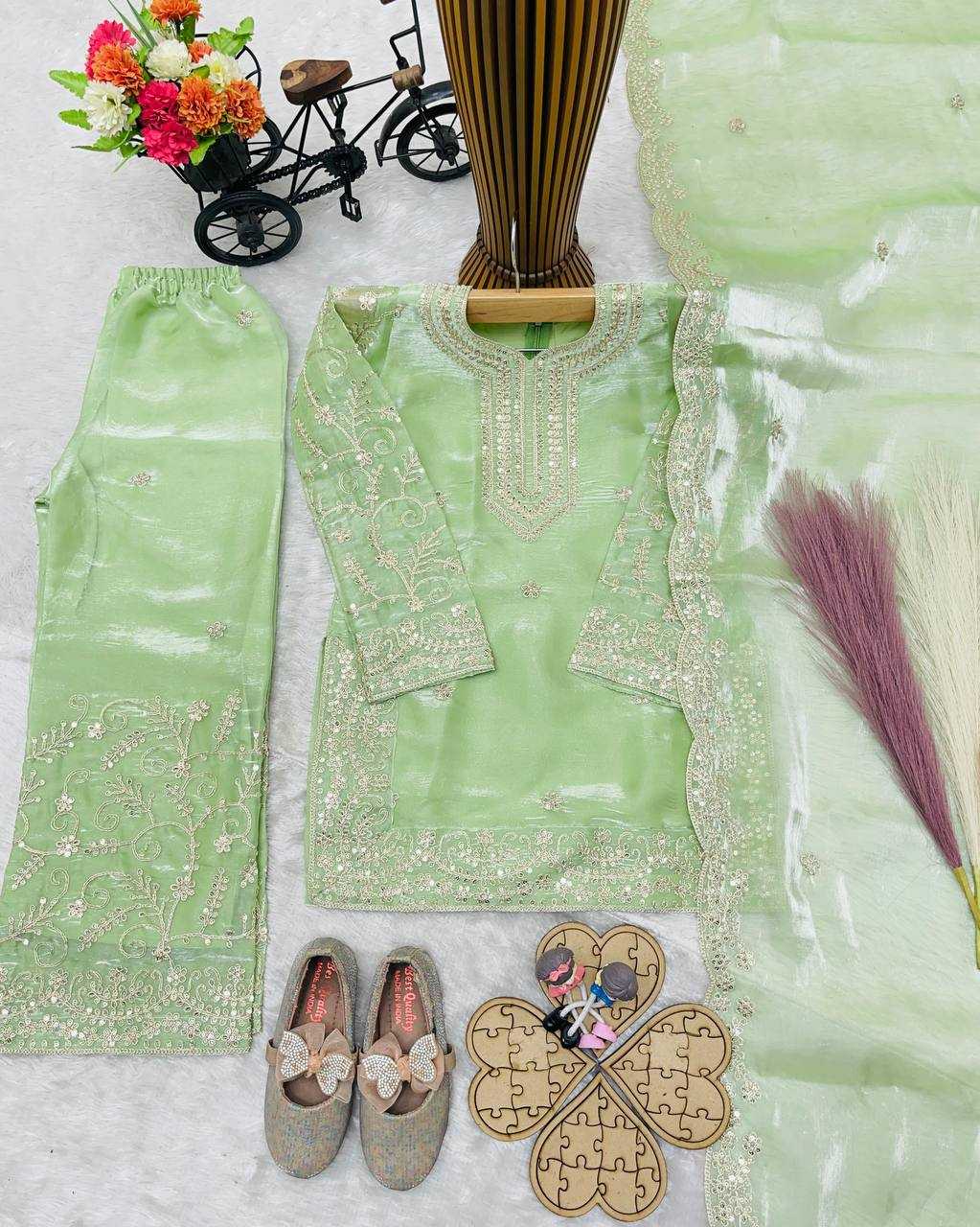 Ynf Pure Silk RIN234 244 Kids Wear Wholesale Kids Sharara Kids Traditional Outfits Kids Party Wear Ethnic Manufacturer- Kids Exports