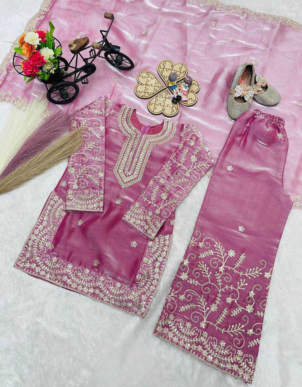 Ynf Pure Silk RIN234 244 Kids Wear Wholesale Kids Sharara Kids Traditional Outfits Kids Party Wear Ethnic Manufacturer- Kids Exports