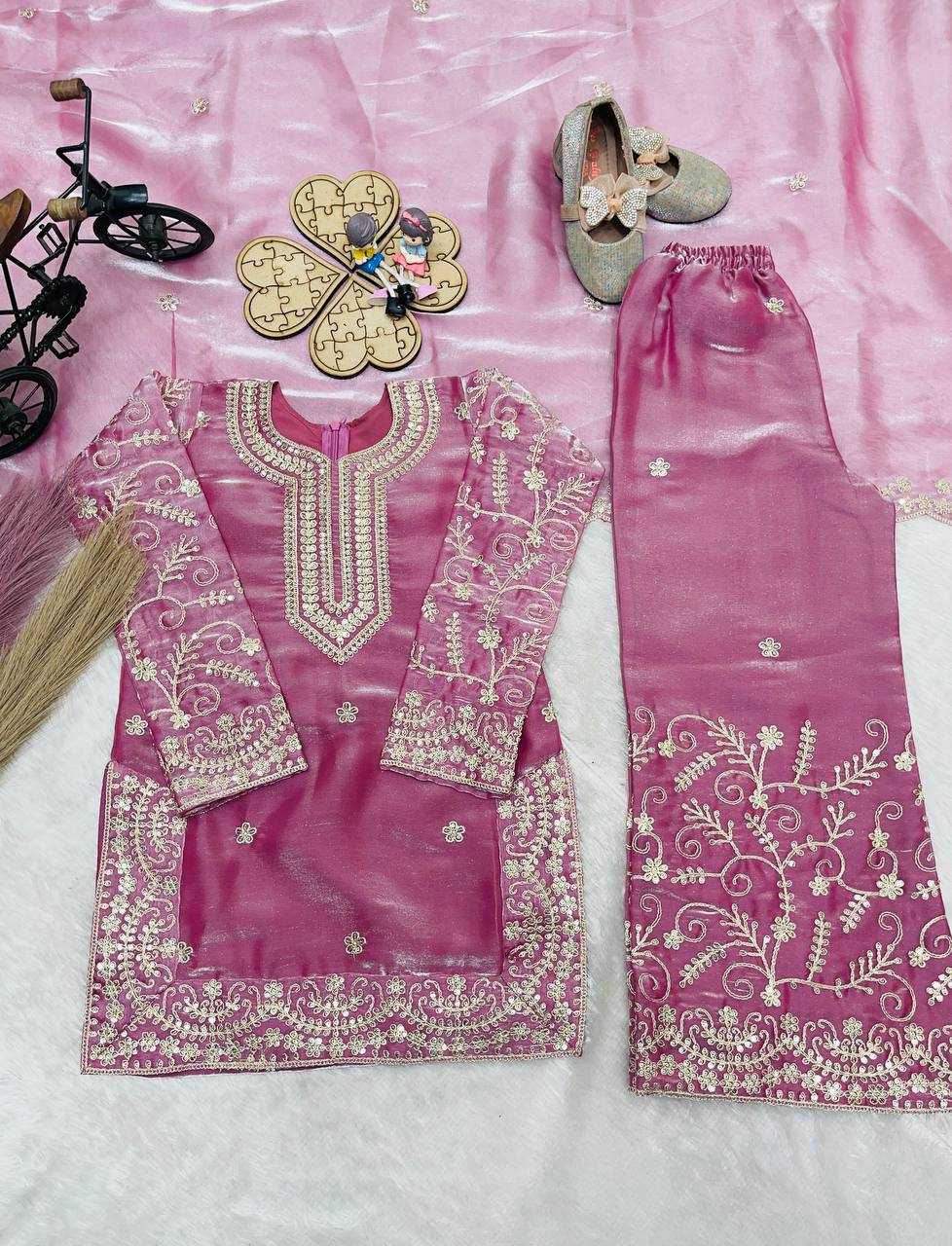 Ynf Pure Silk RIN234 244 Kids Wear Wholesale Kids Sharara Kids Traditional Outfits Kids Party Wear Ethnic Manufacturer- Kids Exports