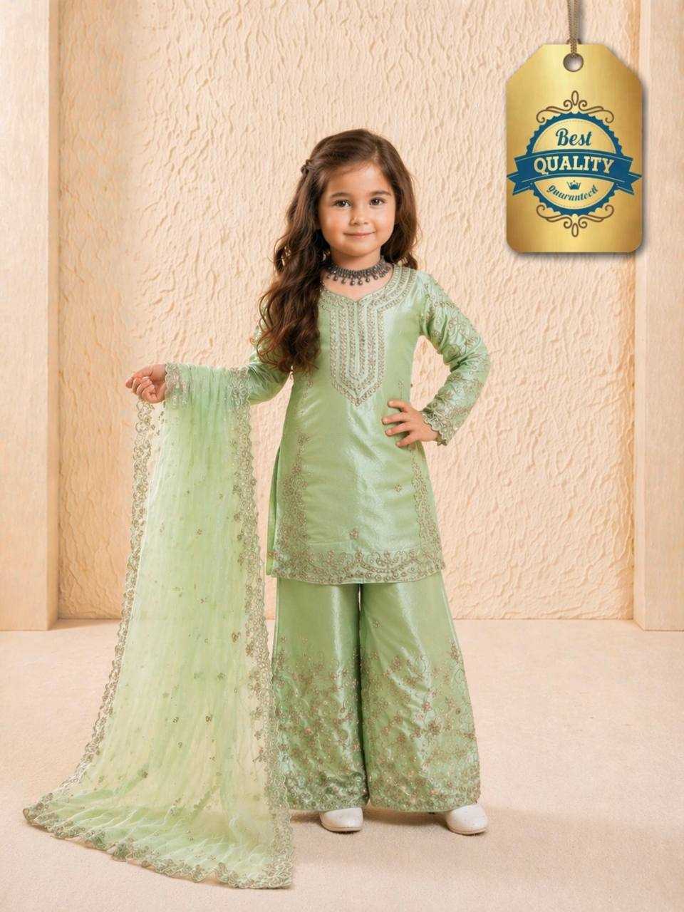 Ynf Pure Silk RIN234 244 Kids Wear Wholesale Kids Sharara Kids Traditional Outfits Kids Party Wear Ethnic Manufacturer- Kids Exports