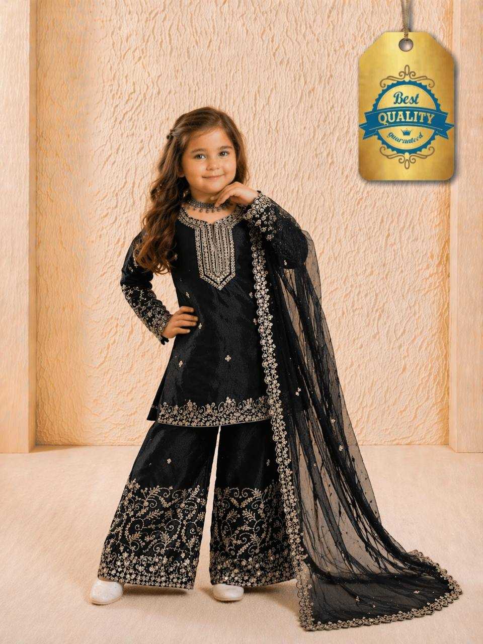 Ynf Pure Silk RIN234 244 Kids Wear Wholesale Kids Sharara Kids Traditional Outfits Kids Party Wear Ethnic Manufacturer- Kids Exports